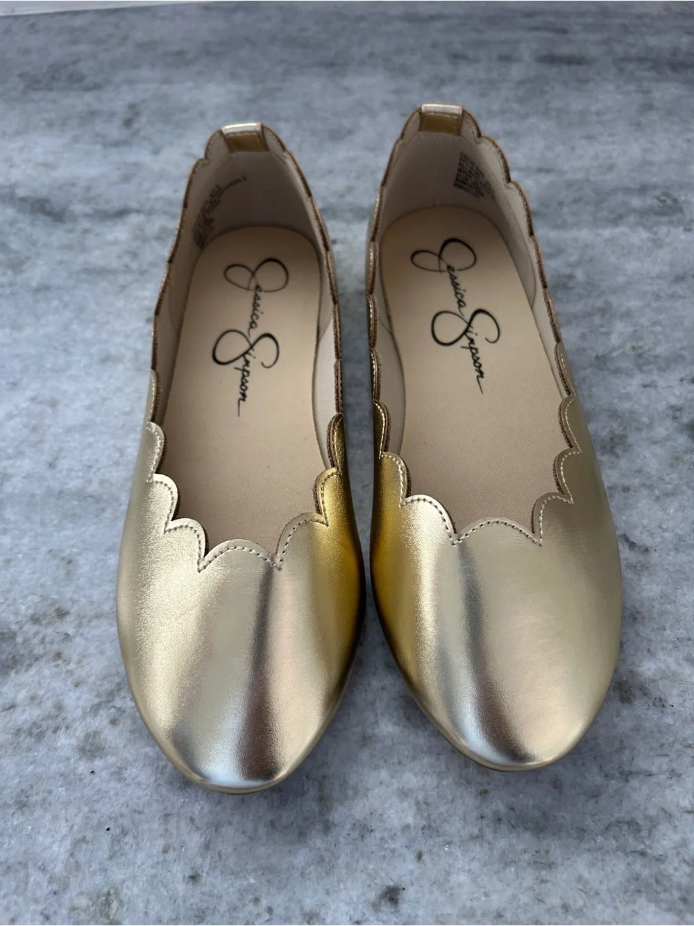 Jessica Simpson Gold Scalloped Ballet Flats Size 4